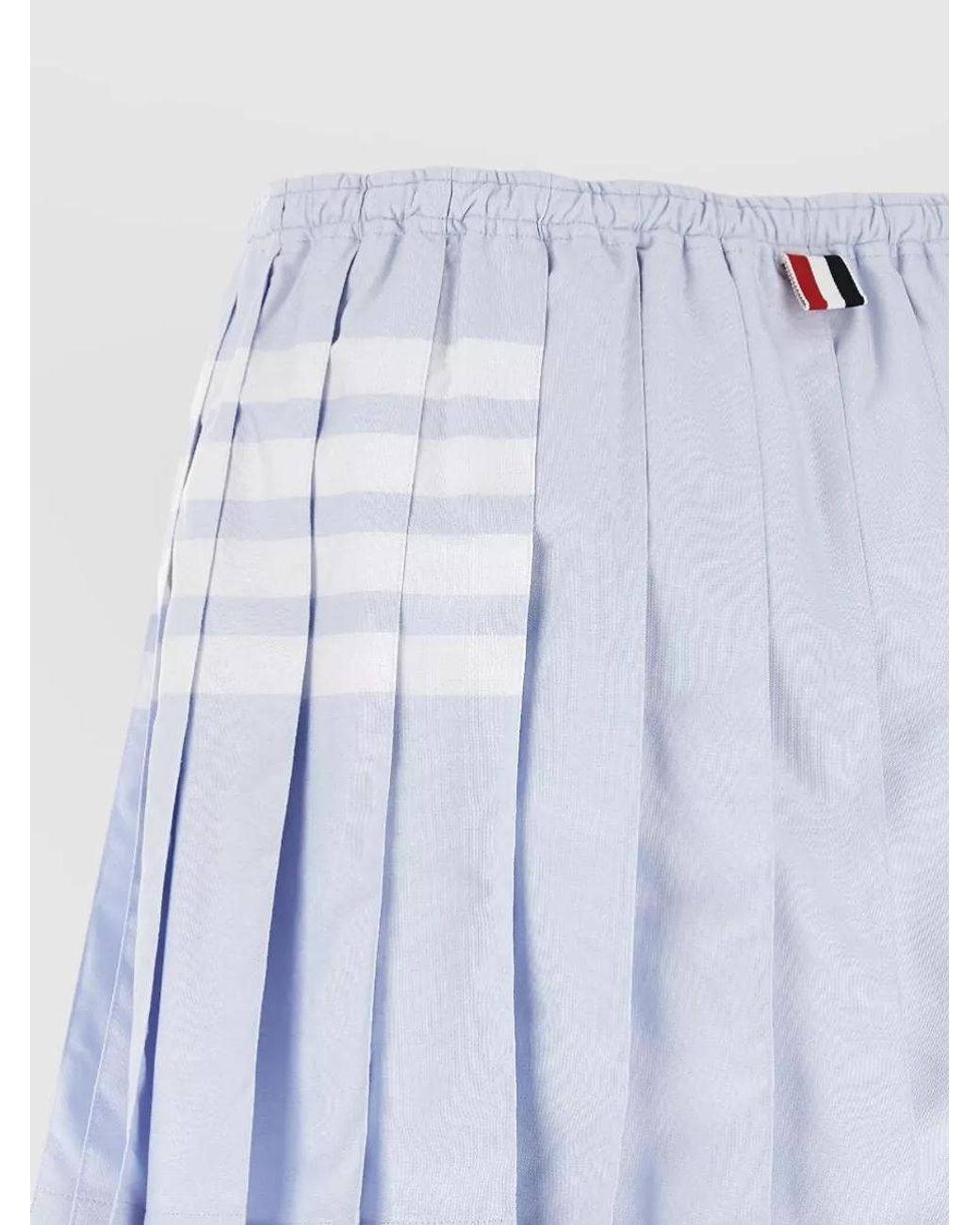 Thom Browne Blue Cotton Pleated Mini Skirt