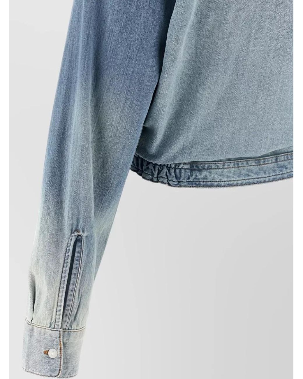 R13 Blue Asymmetric Denim Wrap Shirt