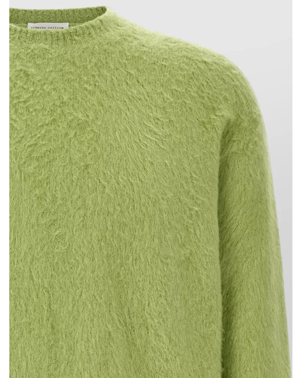 Roberto Collina Green Ribbed Crewneck Sweater for men