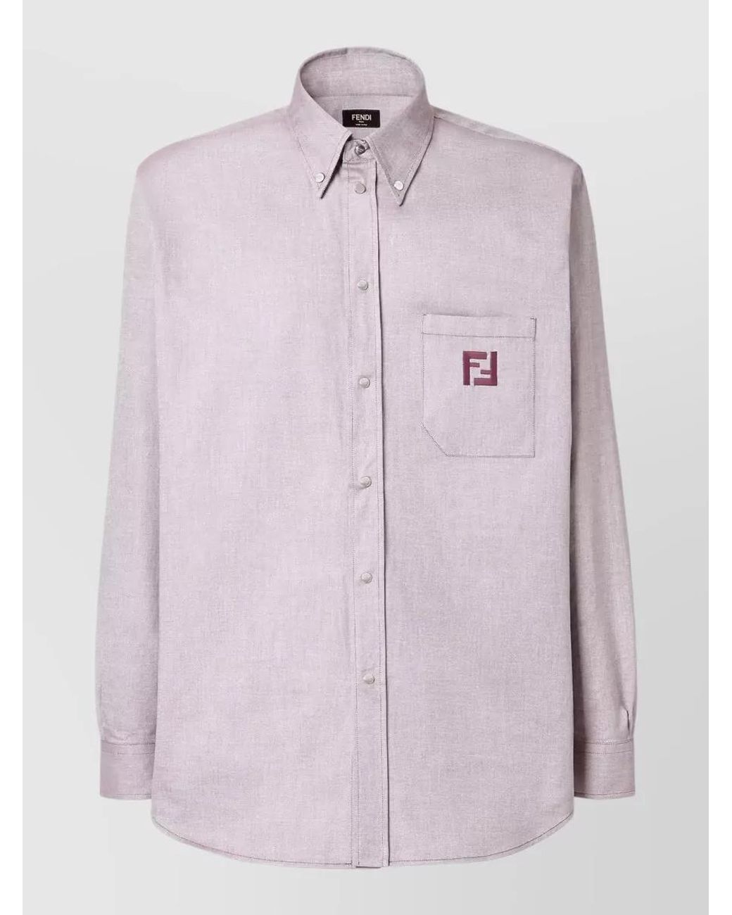 Fendi Pink Cotton Oxford Comfort-Fit Long-Sleeve Shirt for men