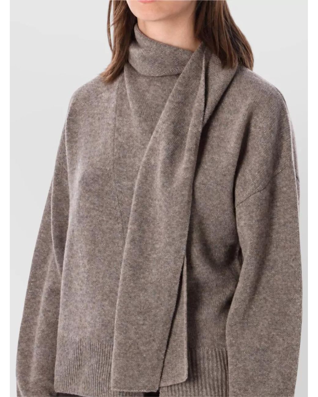 THE GARMENT Gray Cashmere Wool Scarf Knit Sweatshirt