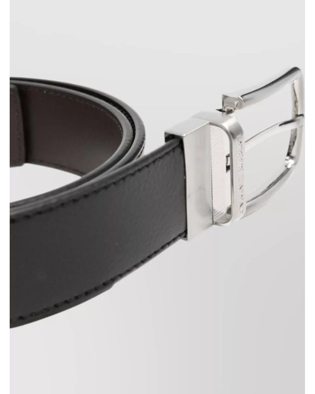 Emporio Armani Black Grained Leather Belt for men
