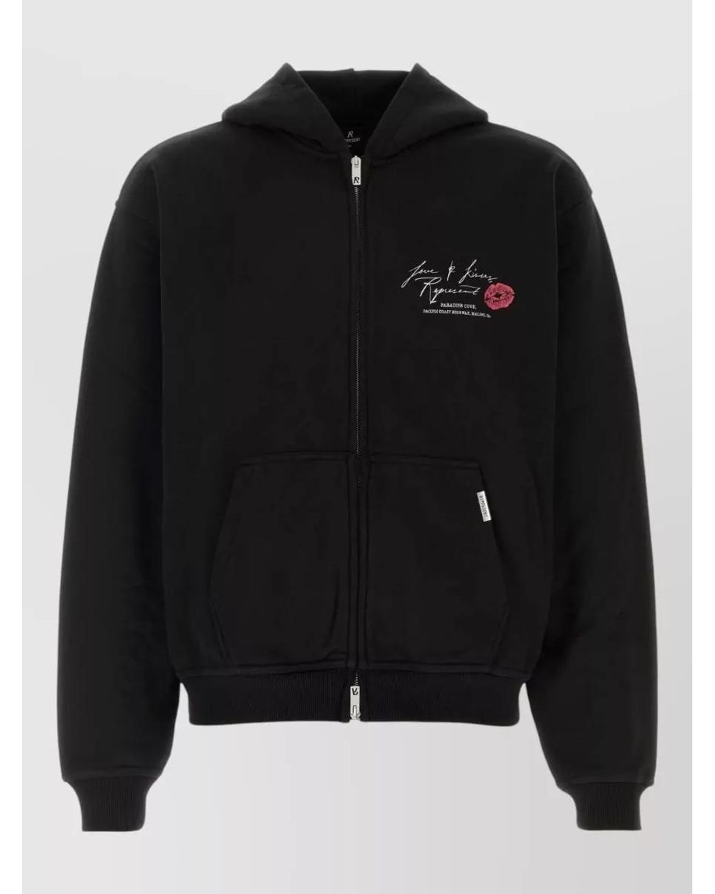 Represent Black Cotton Relaxed Fit Hooded Jacket for men