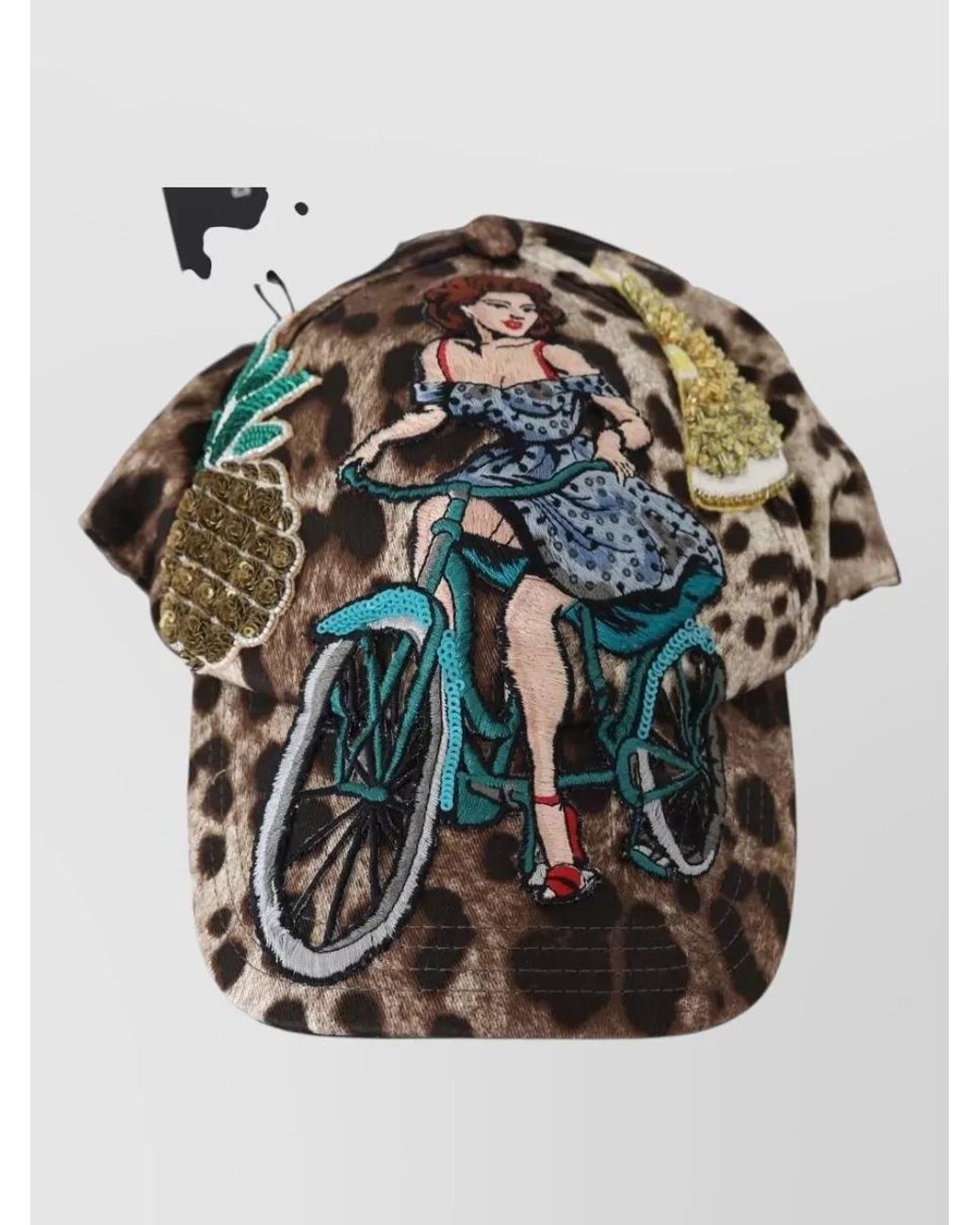 Dolce & Gabbana Gray Leopard Sequin Baseball Cap