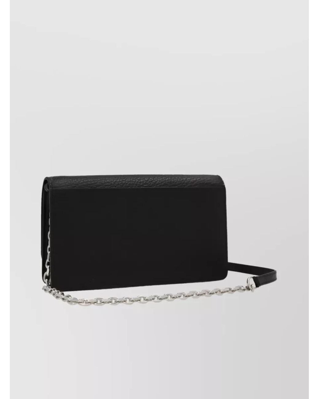 Maison Margiela Black Leather Wallet On Chain