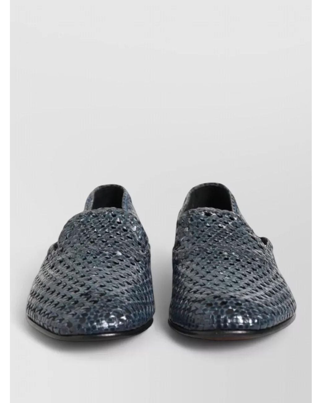 Dolce & Gabbana Blue Woven Leather Loafers for men
