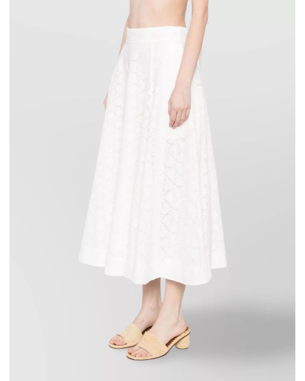 Zimmermann White Crush Cotton Midi Skirt