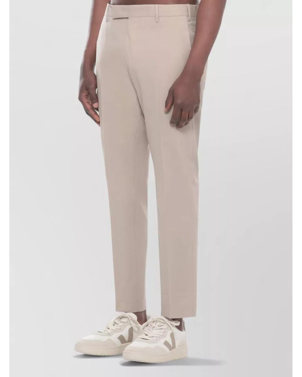 PT Torino Natural Wool Straight Pants Cropped Belt Loops for men