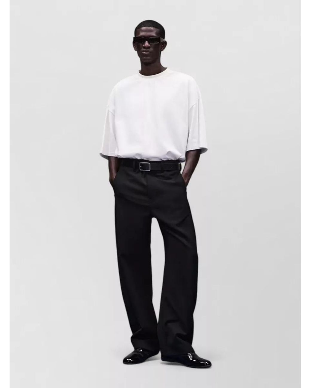 Entire studios White Cotton Oversized Ribbed Crew Neck Short Sleeve T-Shirt for men