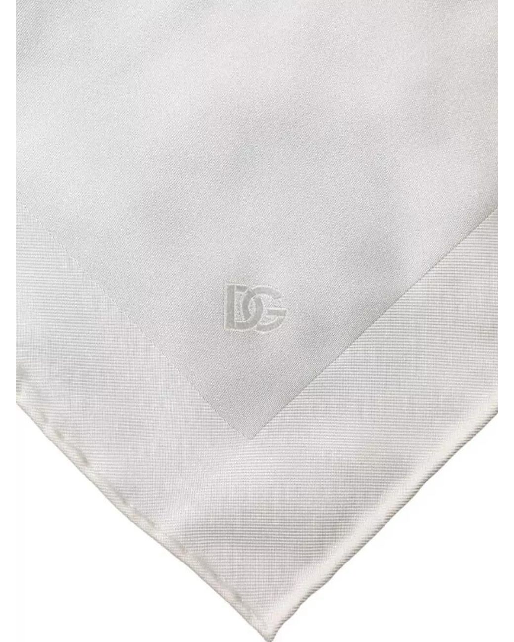 Dolce & Gabbana White Silk Logo Square Scarf