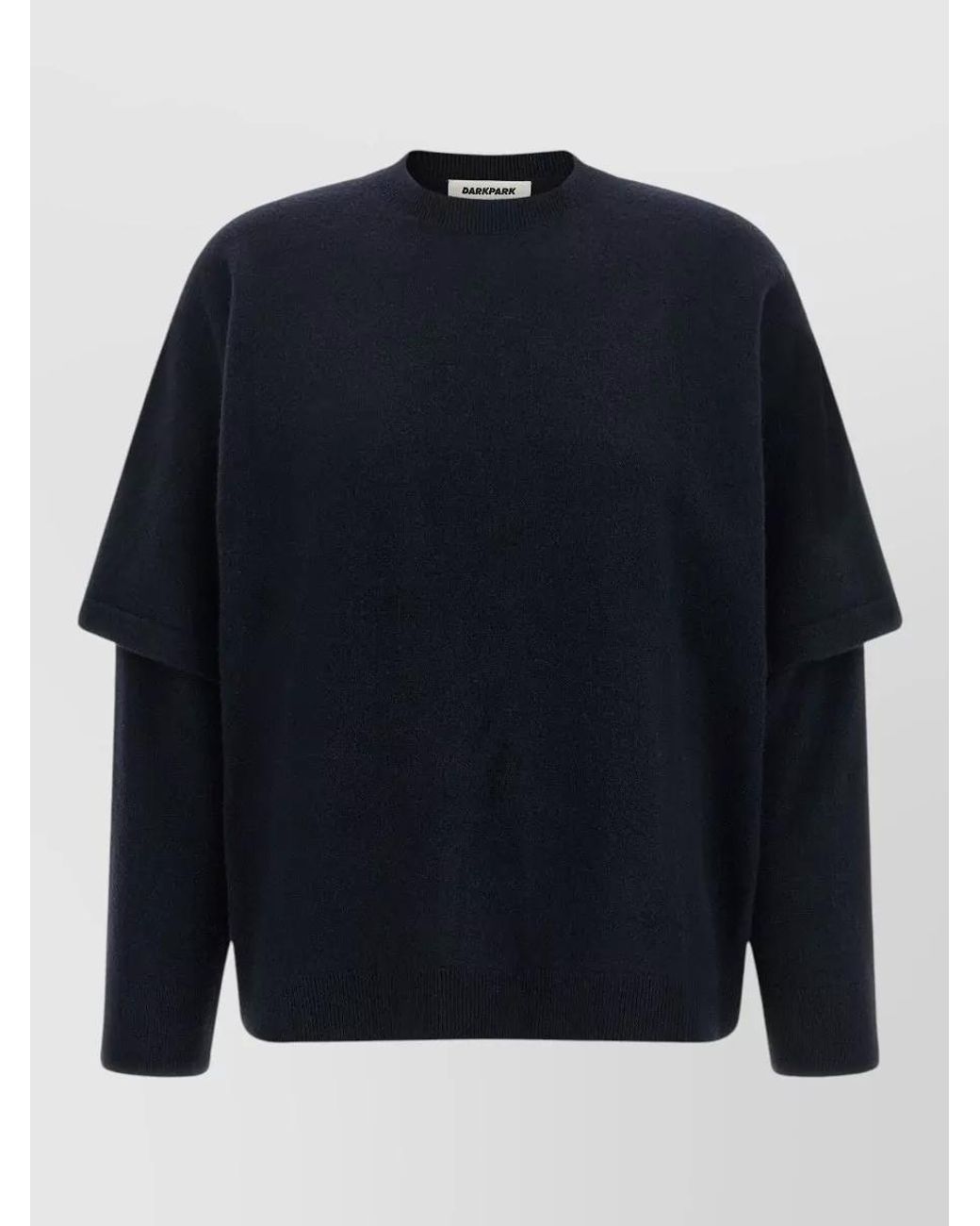 DARKPARK Blue Cashmere Wool Double-Sleeve Crew-Neck Sweater