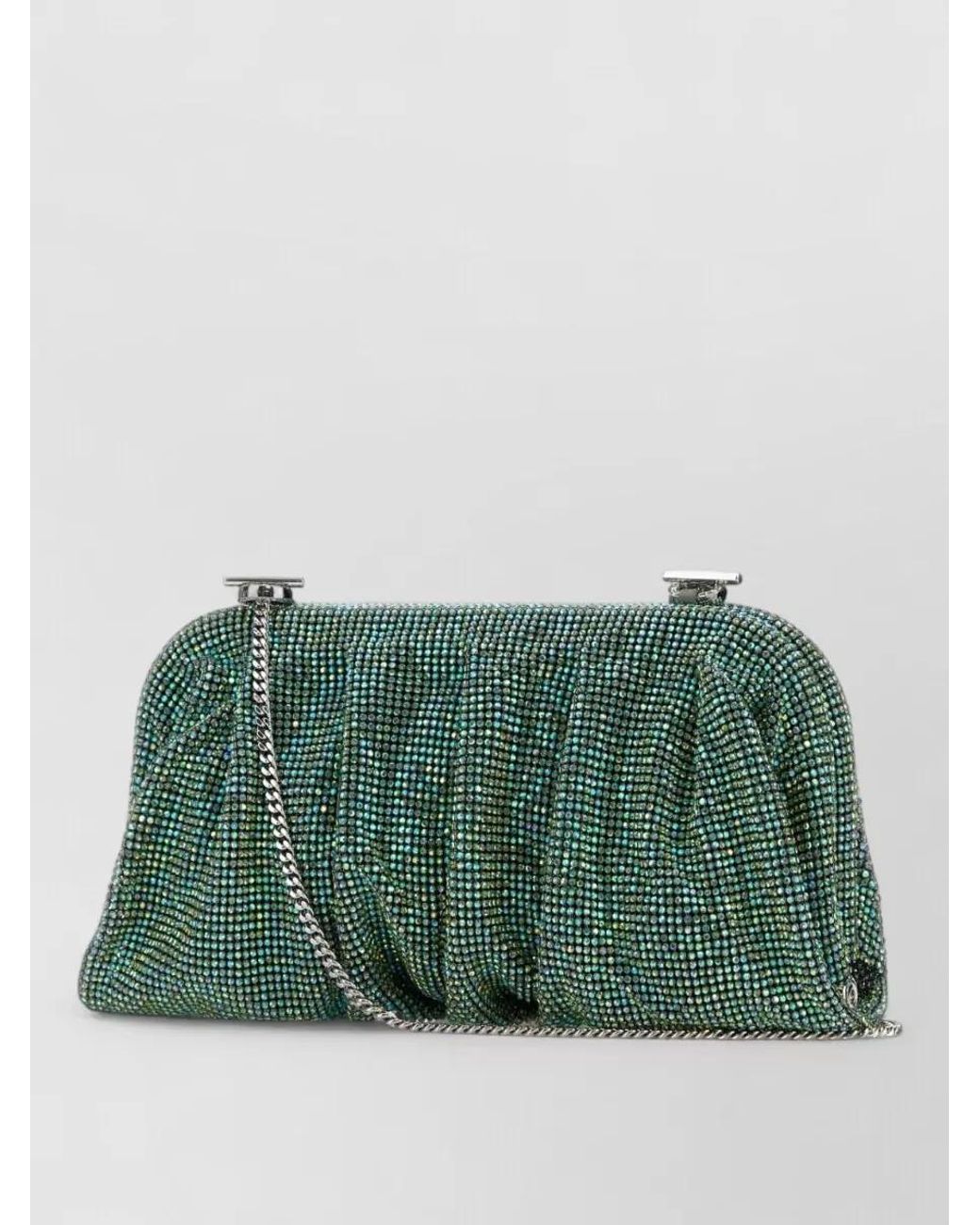 Benedetta Bruzziches Green Embellished Fabric Shoulder Bag