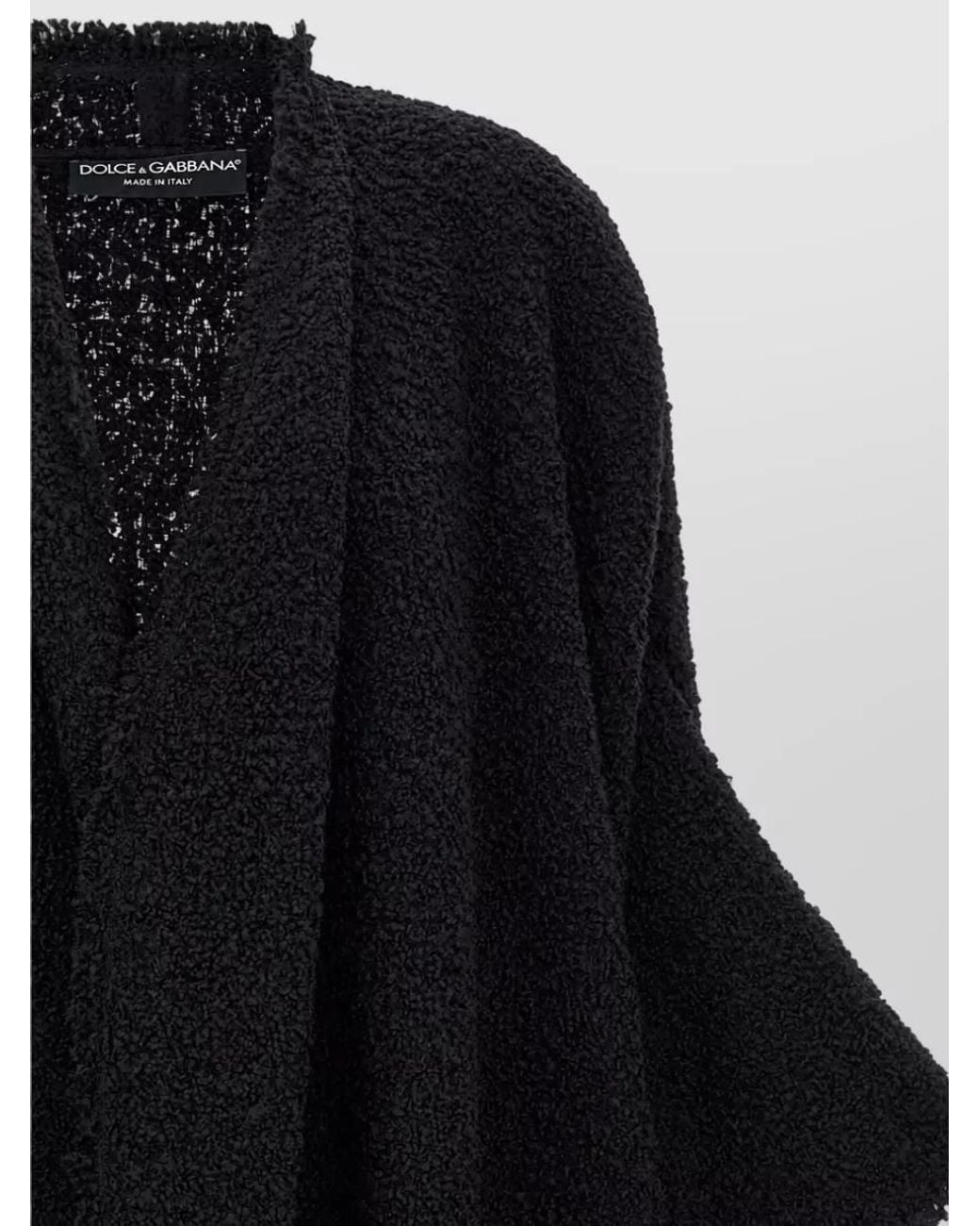 Dolce & Gabbana Black Bouclé Oversized Cape