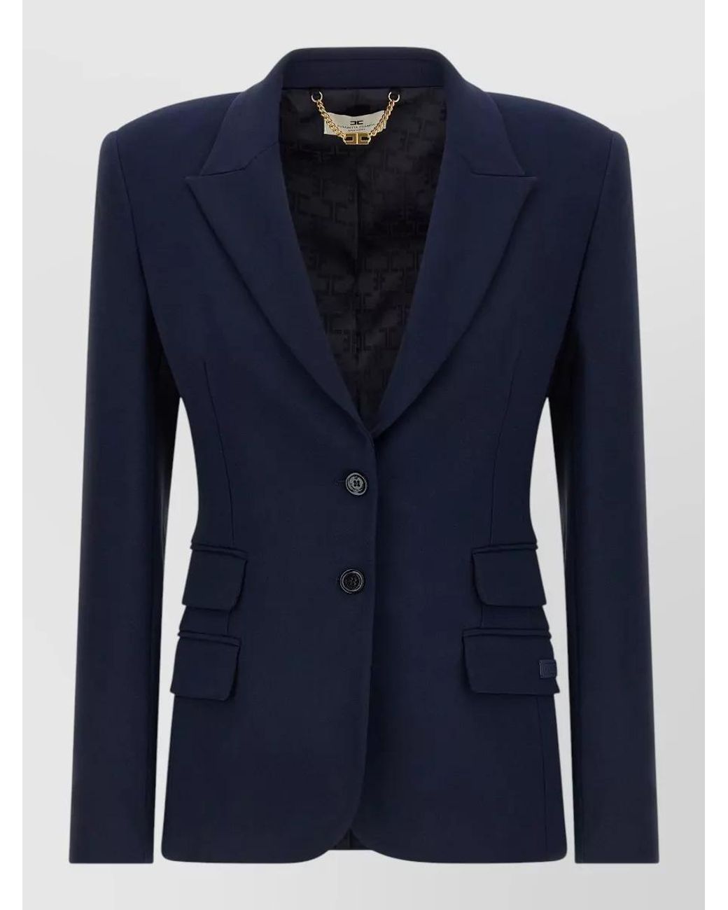 Elisabetta Franchi Blue Single-Breasted Crepe Blazer