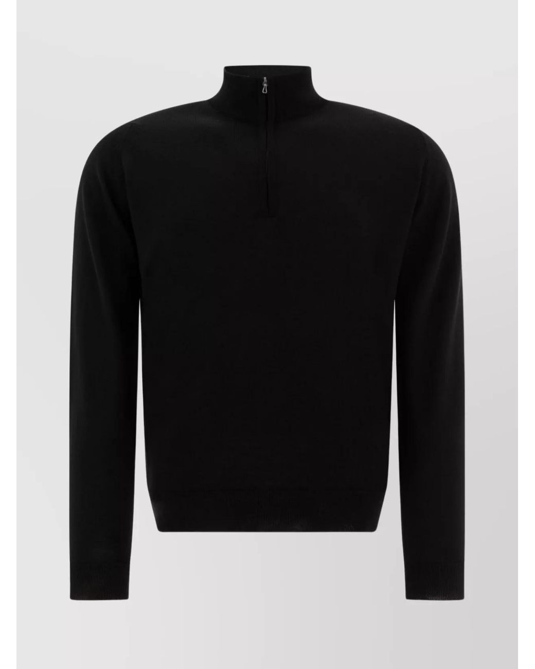 John Smedley Black Merino Wool Half-Zip Sweater for men