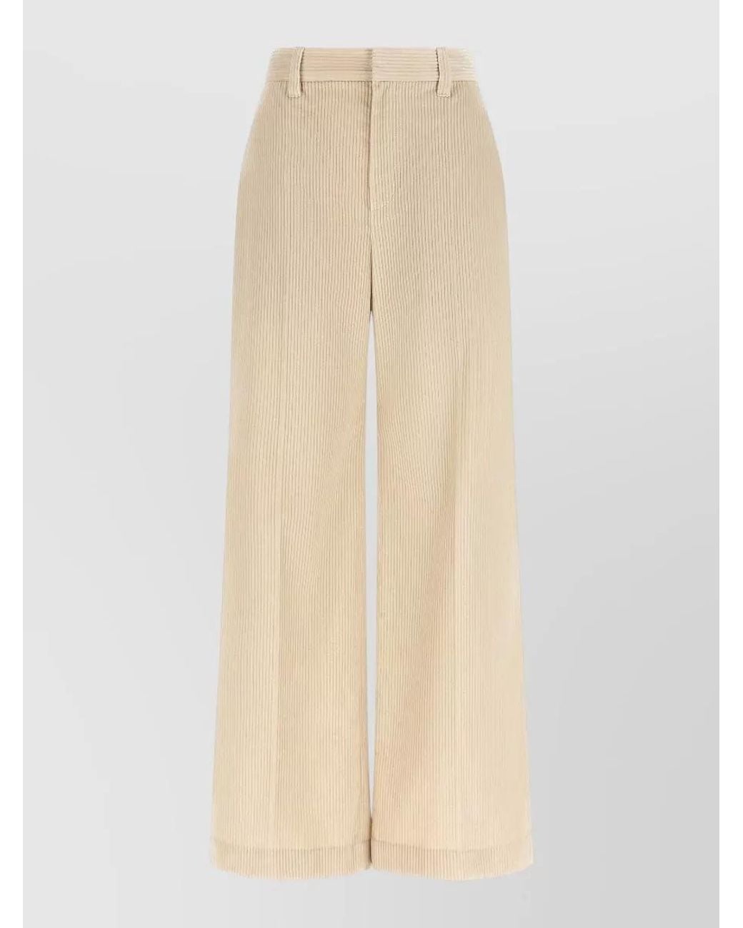 Brunello Cucinelli Natural Cotton Corduroy High-Rise Wide-Leg Trousers