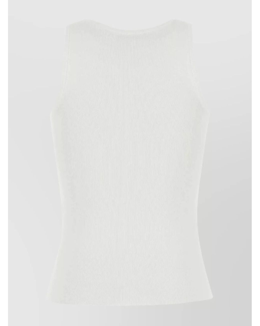 Balenciaga White Ribbed Slim-Fit Logo Tank Top