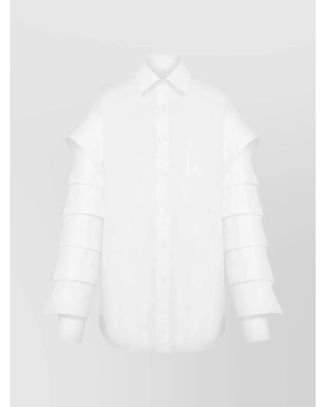 Moschino White Flared Collared Shirt With Unique Sleeve Design