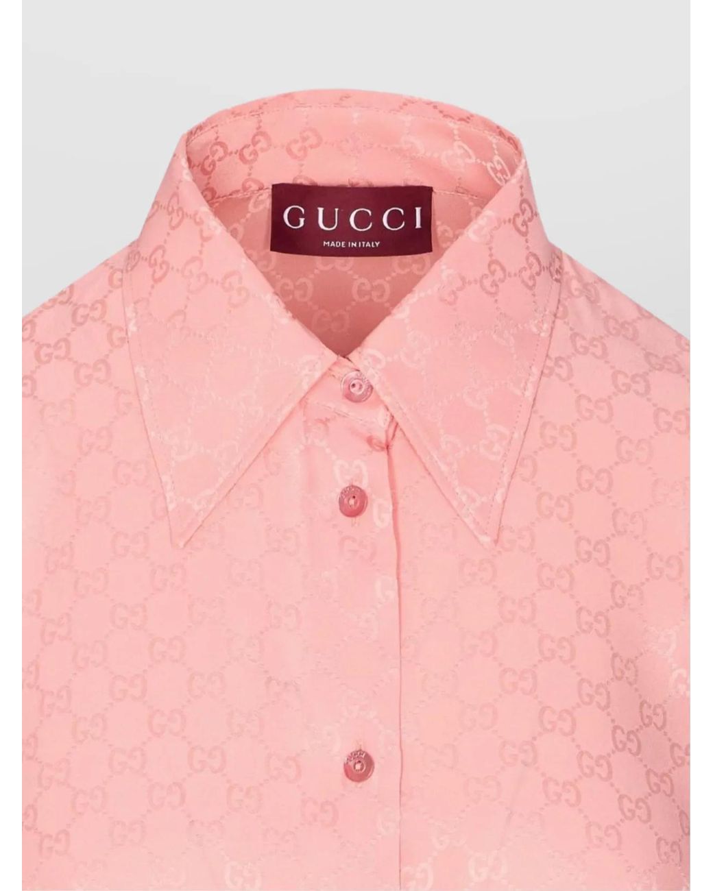 Gucci Pink Gg Silk Jacquard Shirt