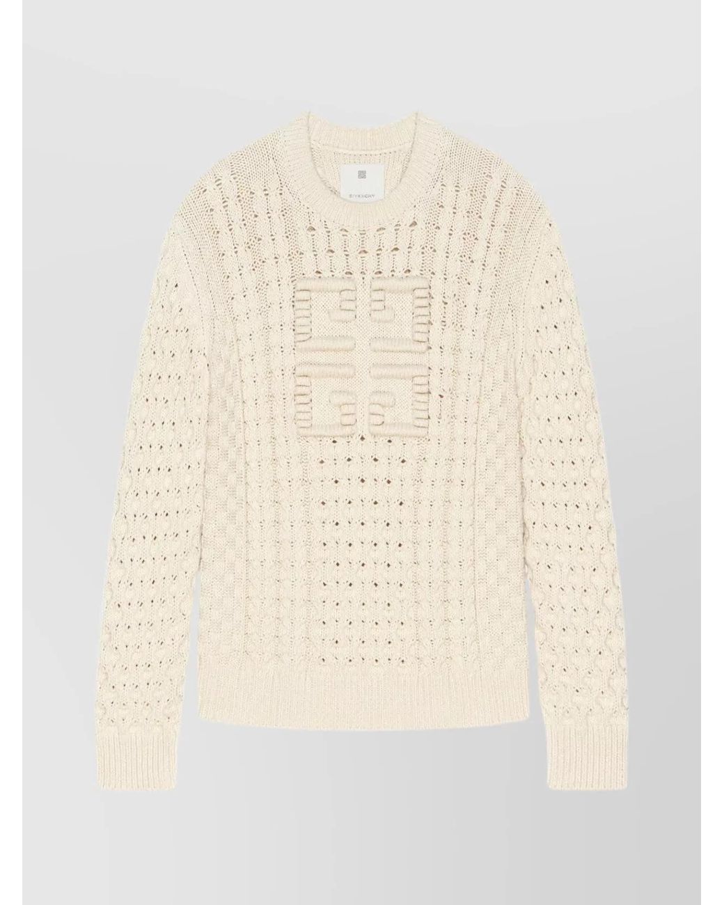 Givenchy Natural Cable-Knit Cotton Crew-Neck Sweater for men