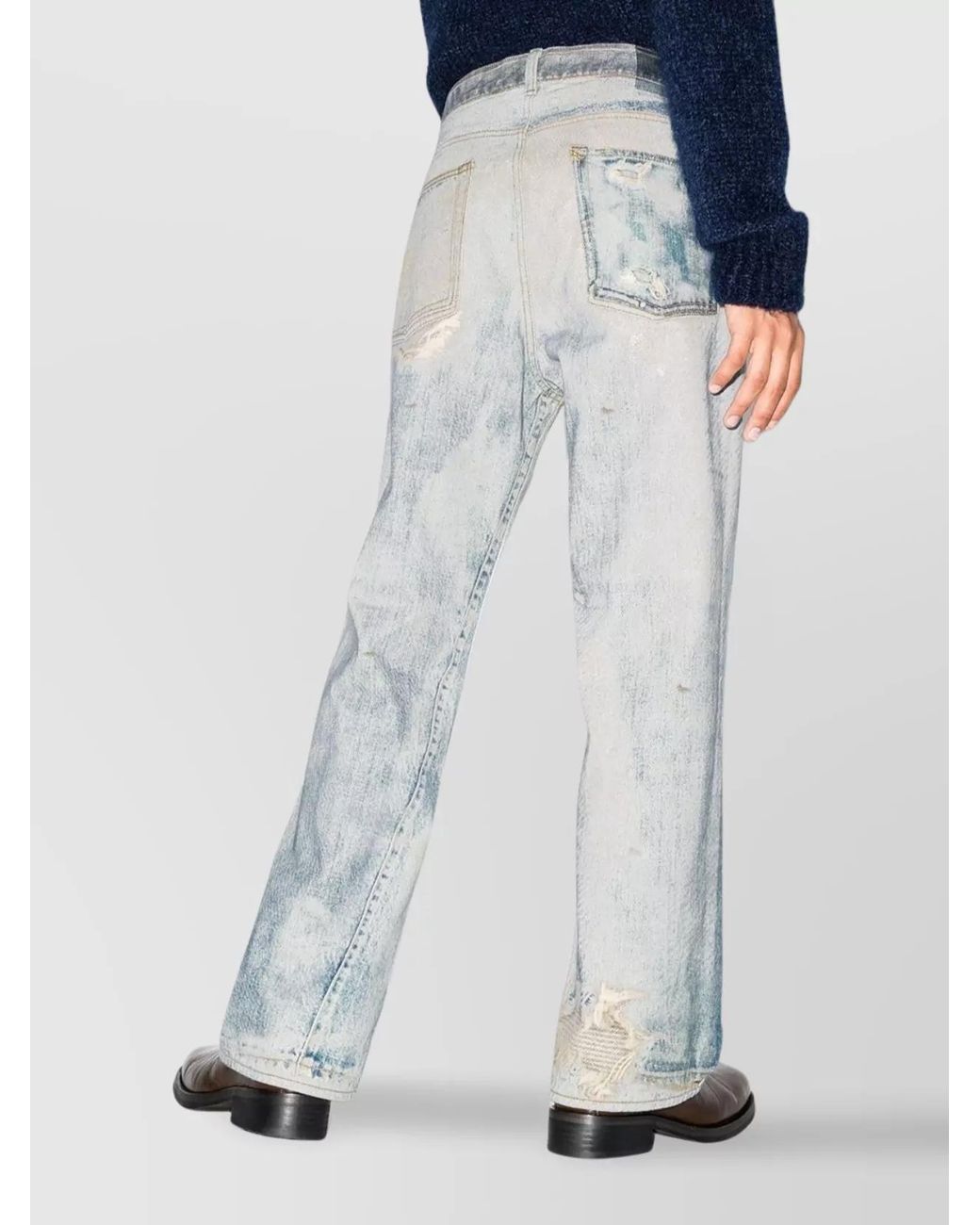 Our Legacy Blue Denim Distressed Wide-Leg Jeans for men