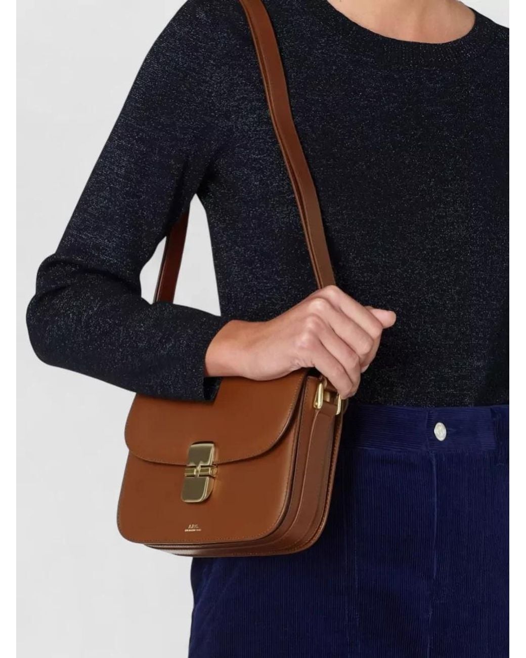A.P.C. Brown Small Grace Leather Shoulder Bag