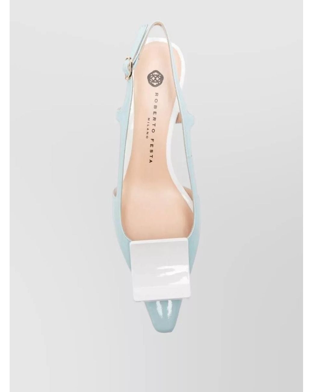 Roberto Festa White Leather Square-Toe Slingback Pumps