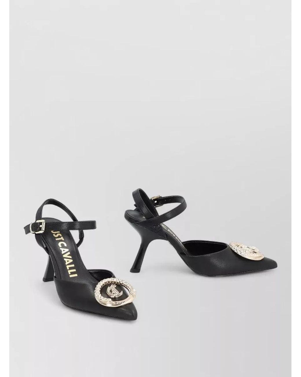 Just Cavalli Metallic Leather Heeled Sandals