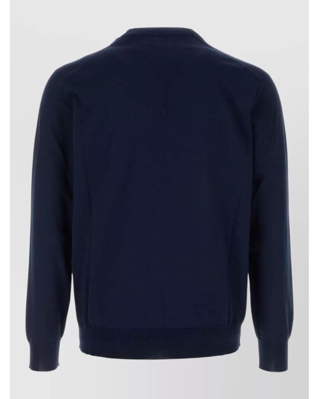 Prada Blue Cotton Slim-Fit V-Neck Sweater for men