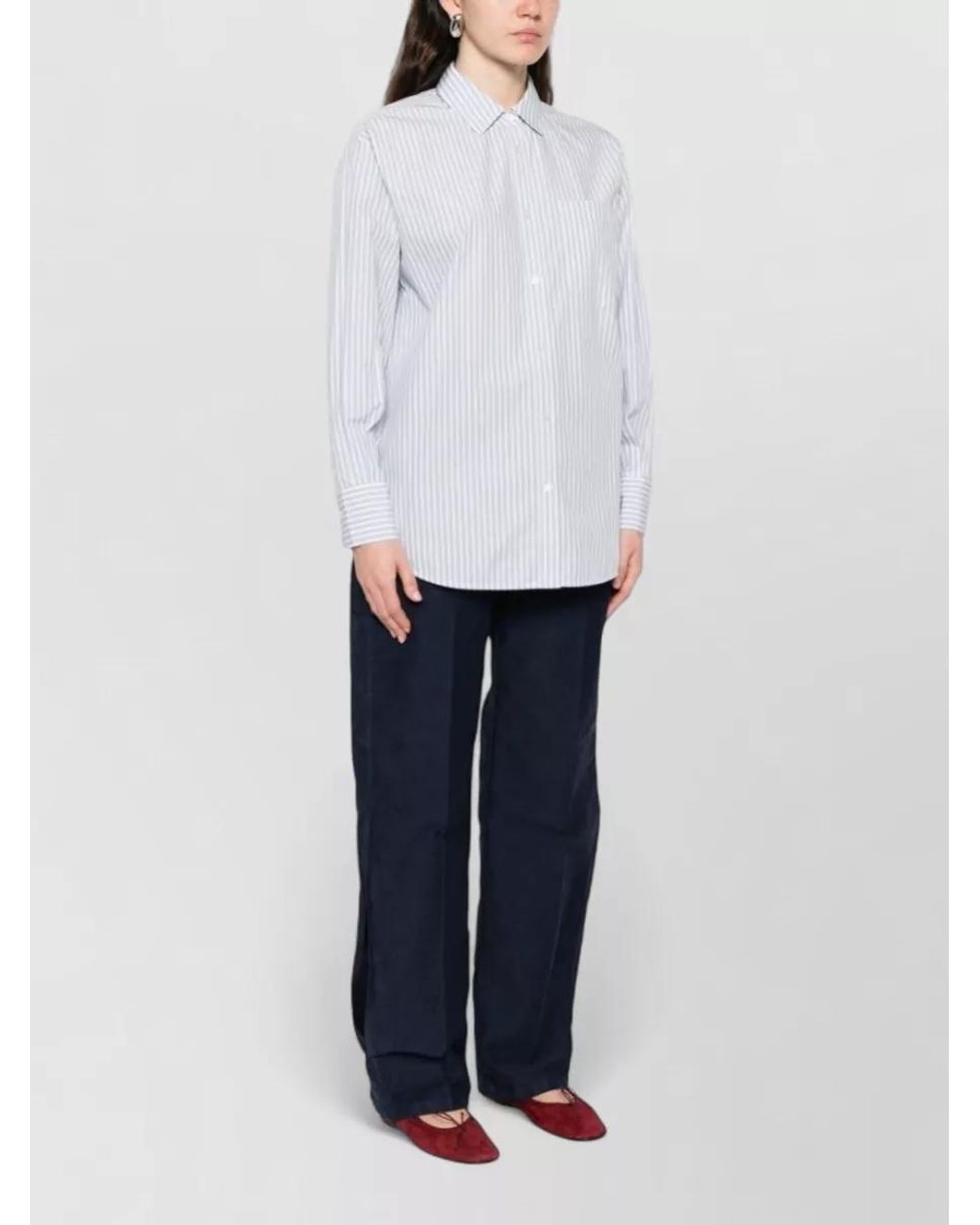 Woolrich White Striped Cotton Oversized Shirt