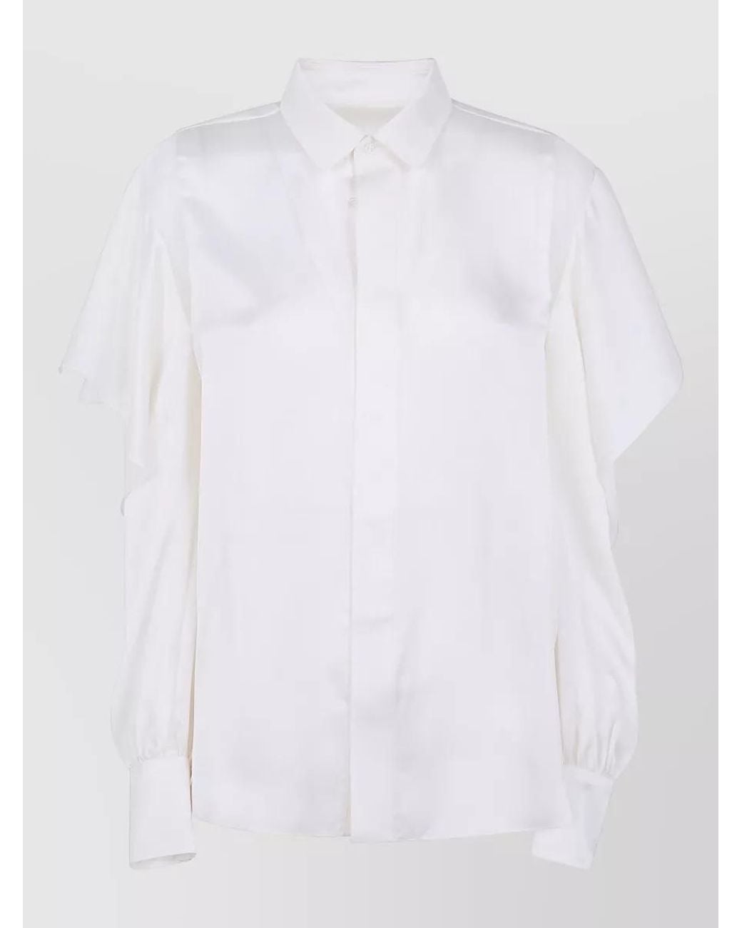 Sacai White Satin Chiffon Shirt