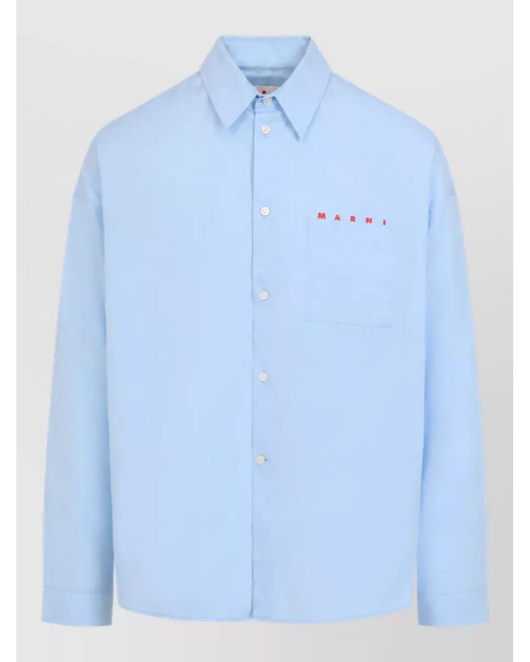 Marni Blue Cotton Boxy-Fit Long-Sleeve Shirt for men