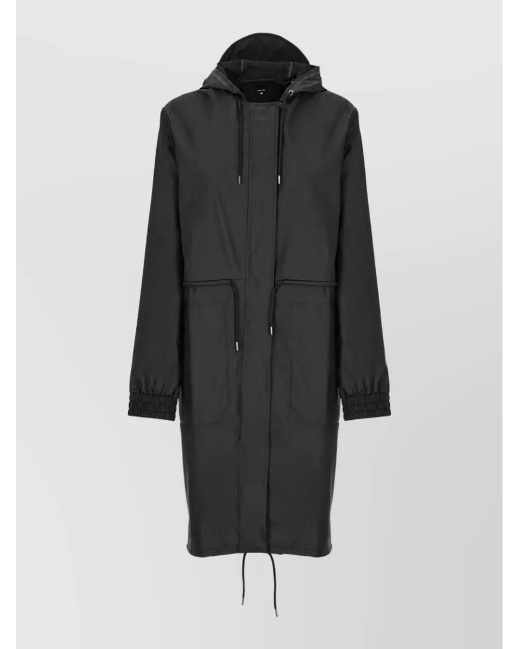 Rains Black Hooded Belted Raincoat