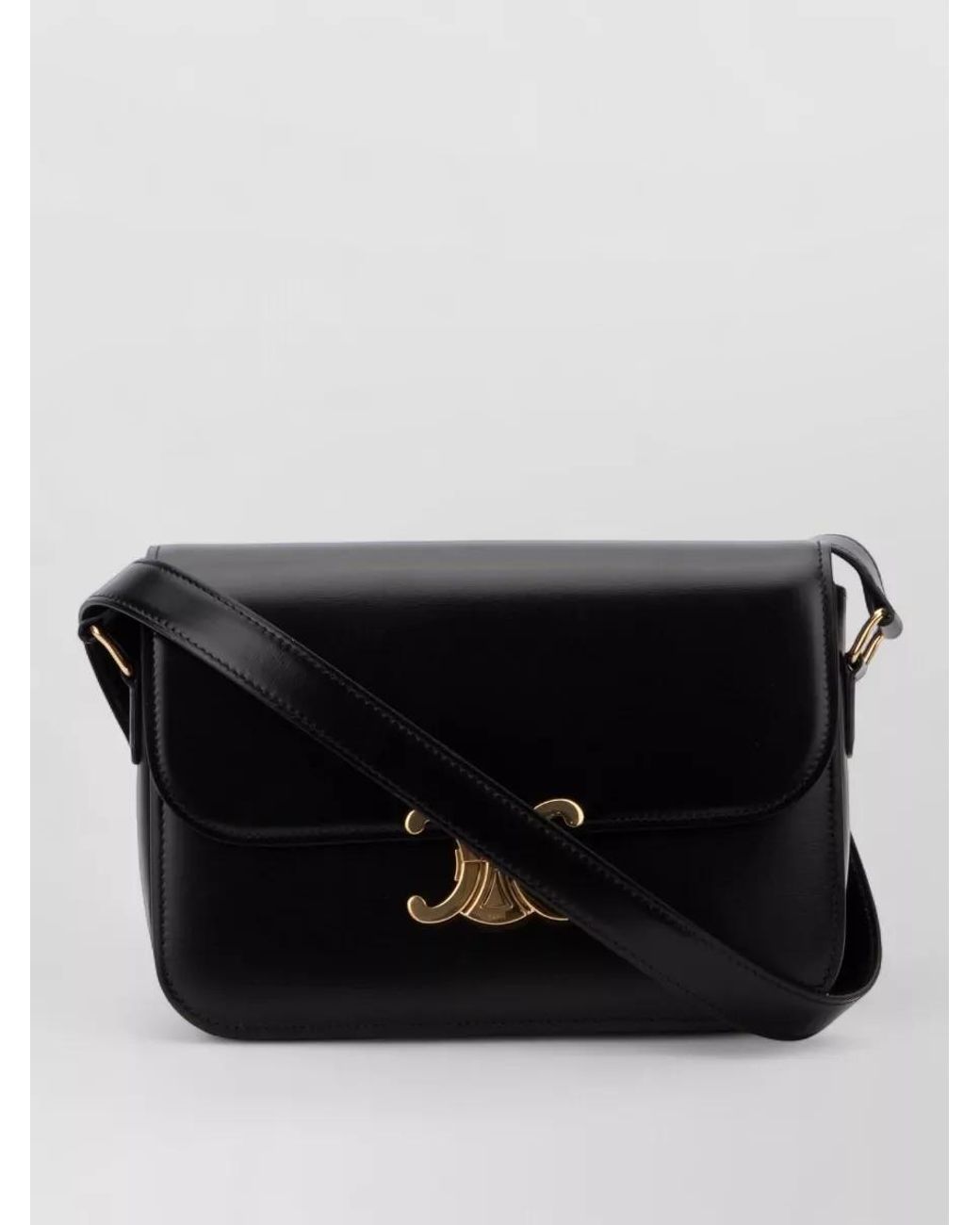 Céline Black Leather Triomphe Classique Shoulder Bag