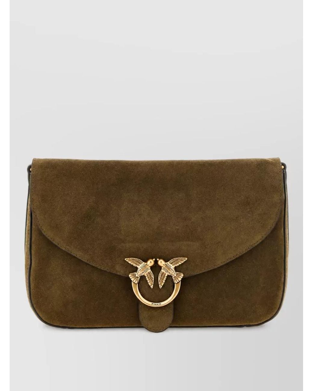 Pinko Brown Love Bag Medium Leather Clutch Bag