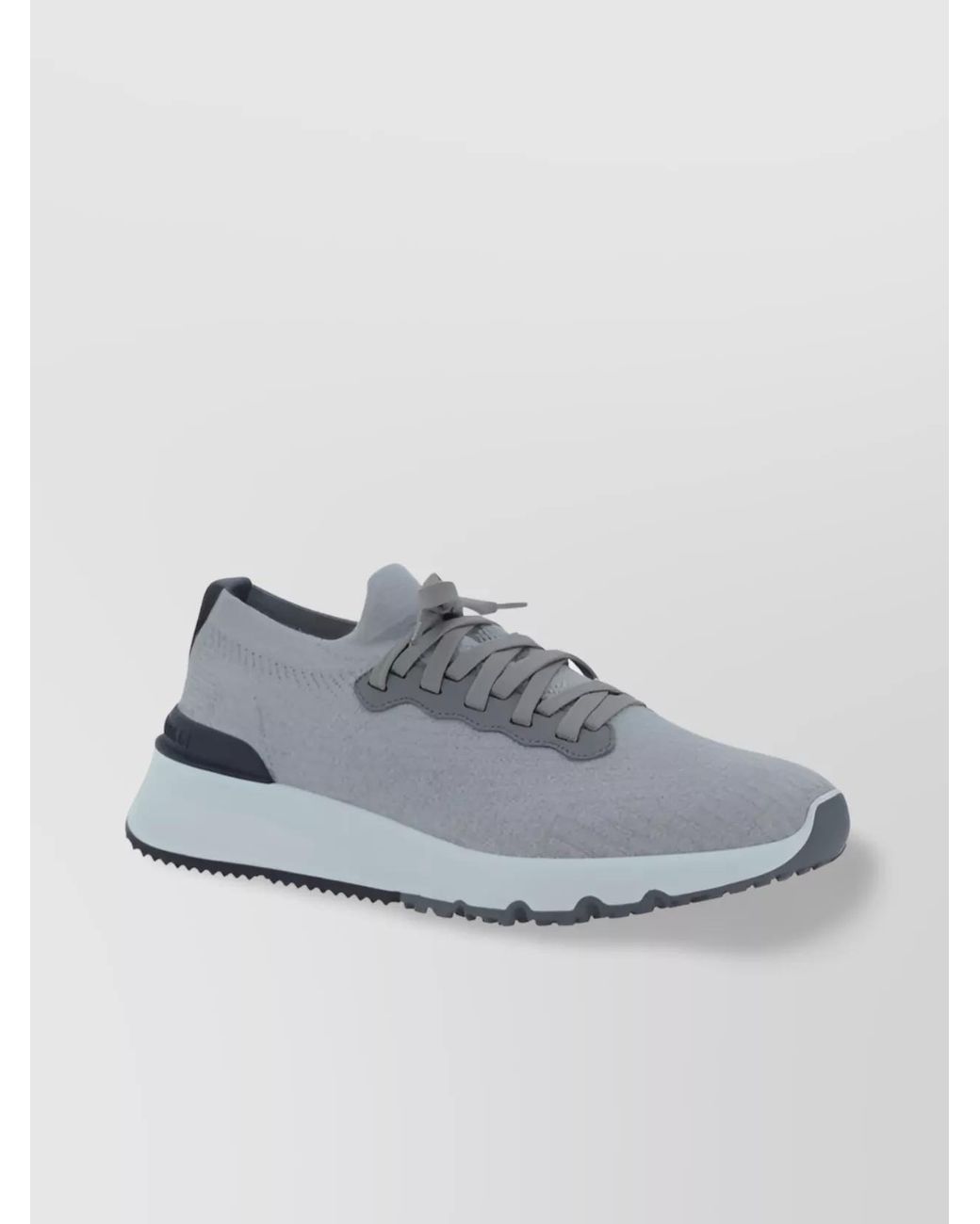 Brunello Cucinelli Gray Knitted Low-Top Sneakers for men