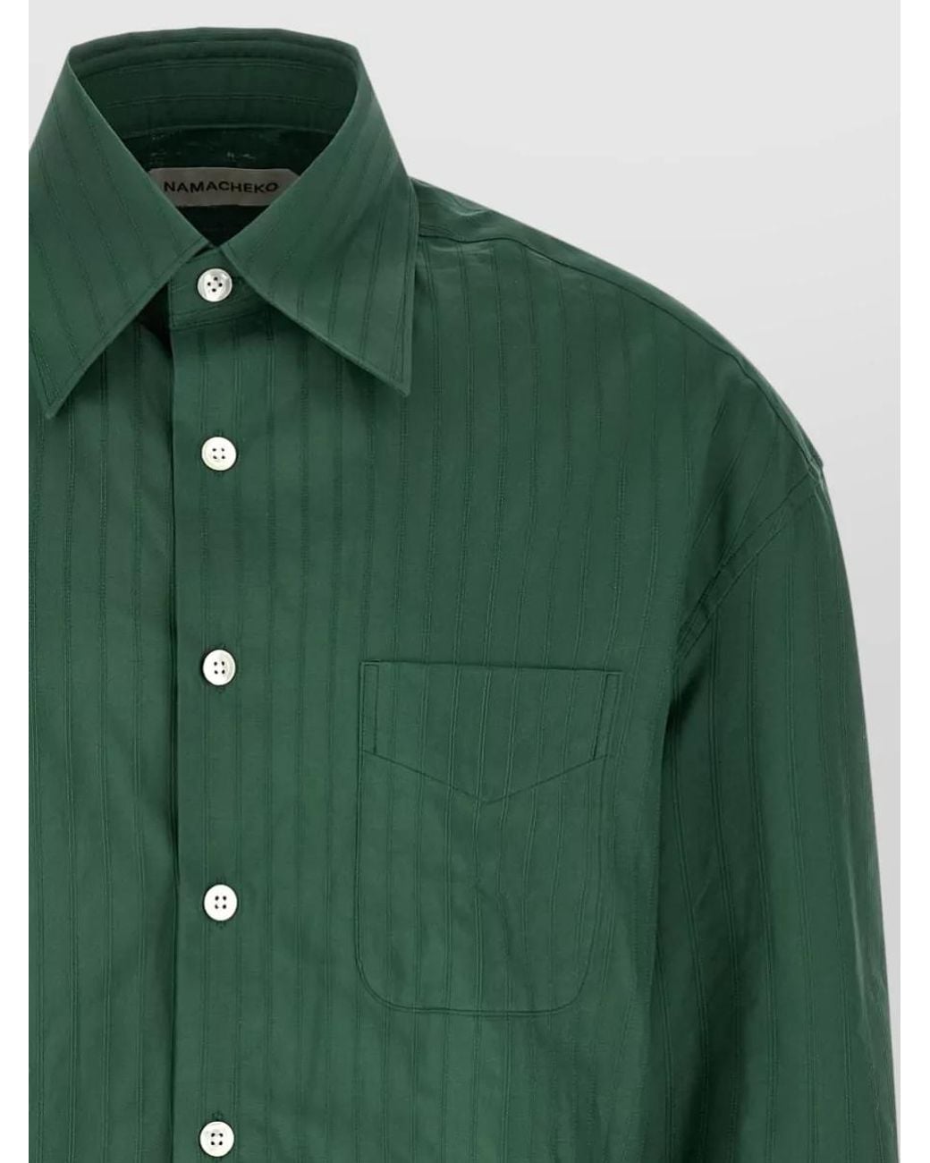 NAMACHEKO Green Grinda Shirt Long Sleeves Button Collar for men