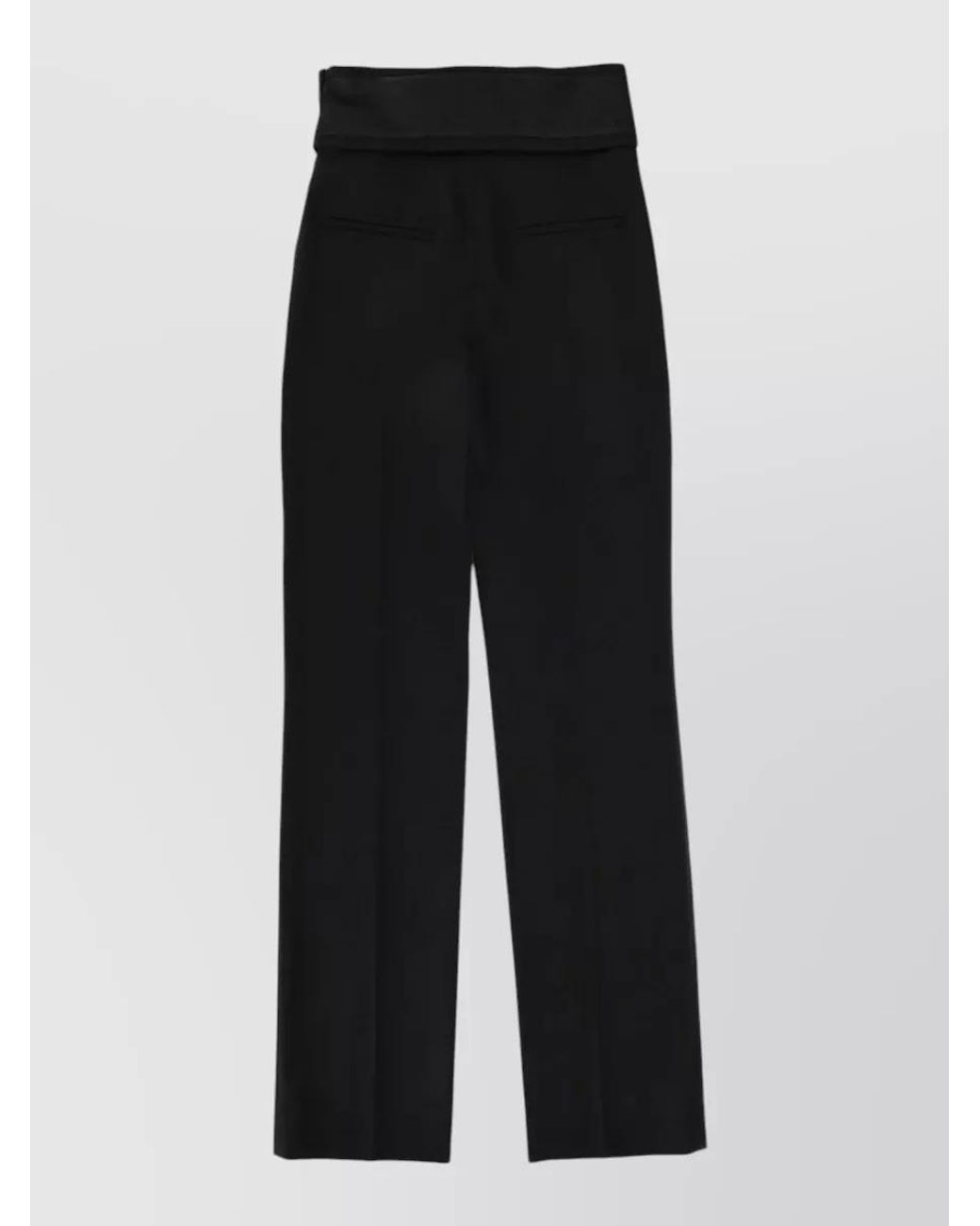 McQueen Black Wool High-Rise Tailored Wide-Leg Trousers