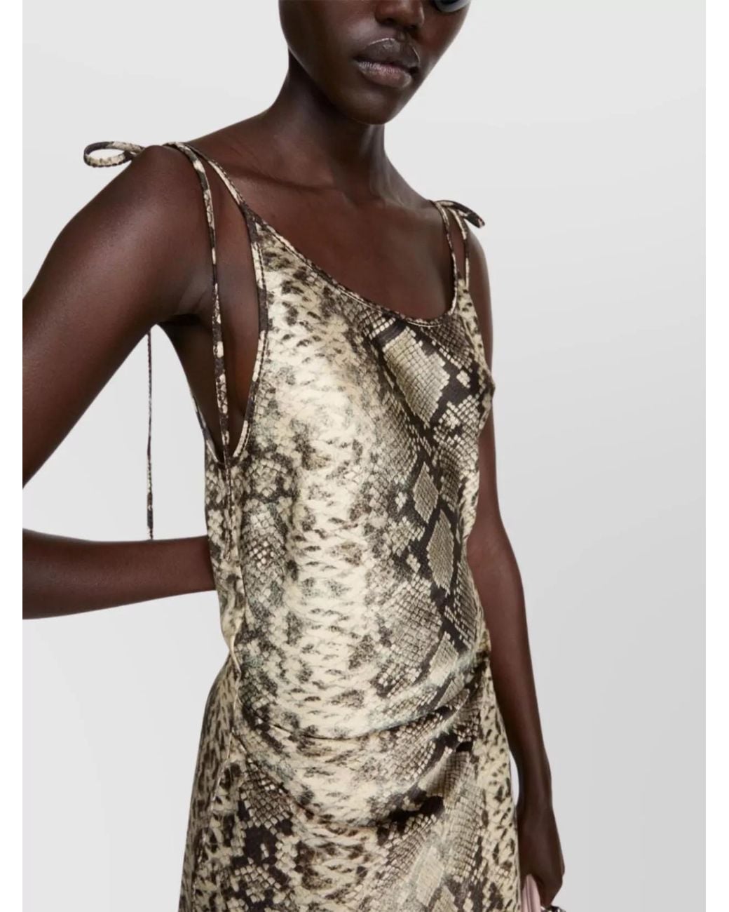 Acne Multicolor Snake Print Midi Dress With Side Slit