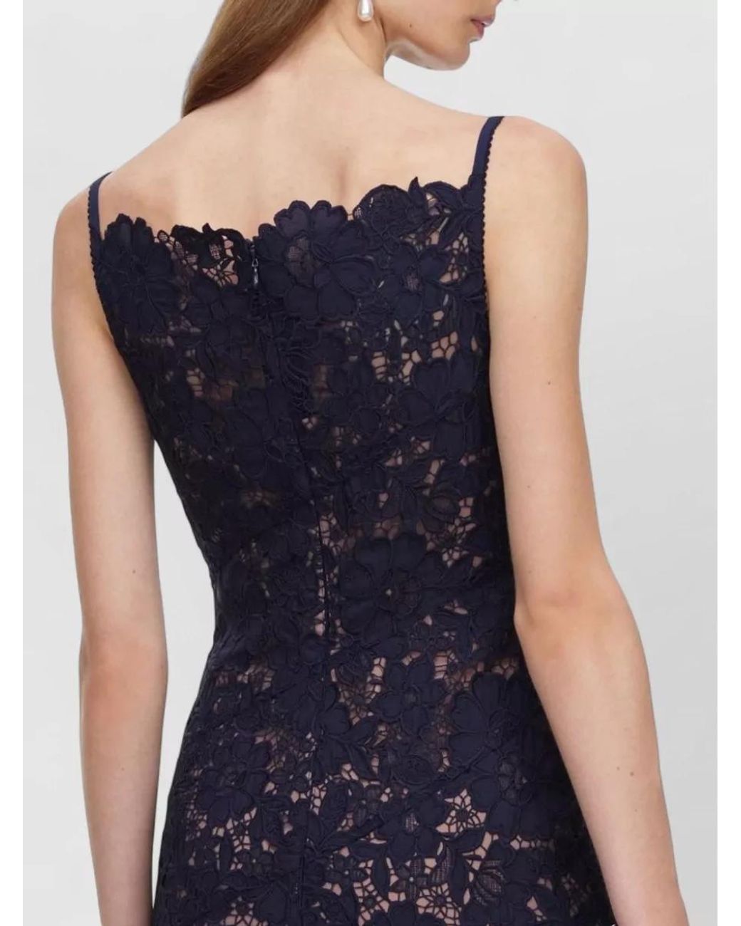 Self-Portrait Blue Spiral Lace Midi Dress