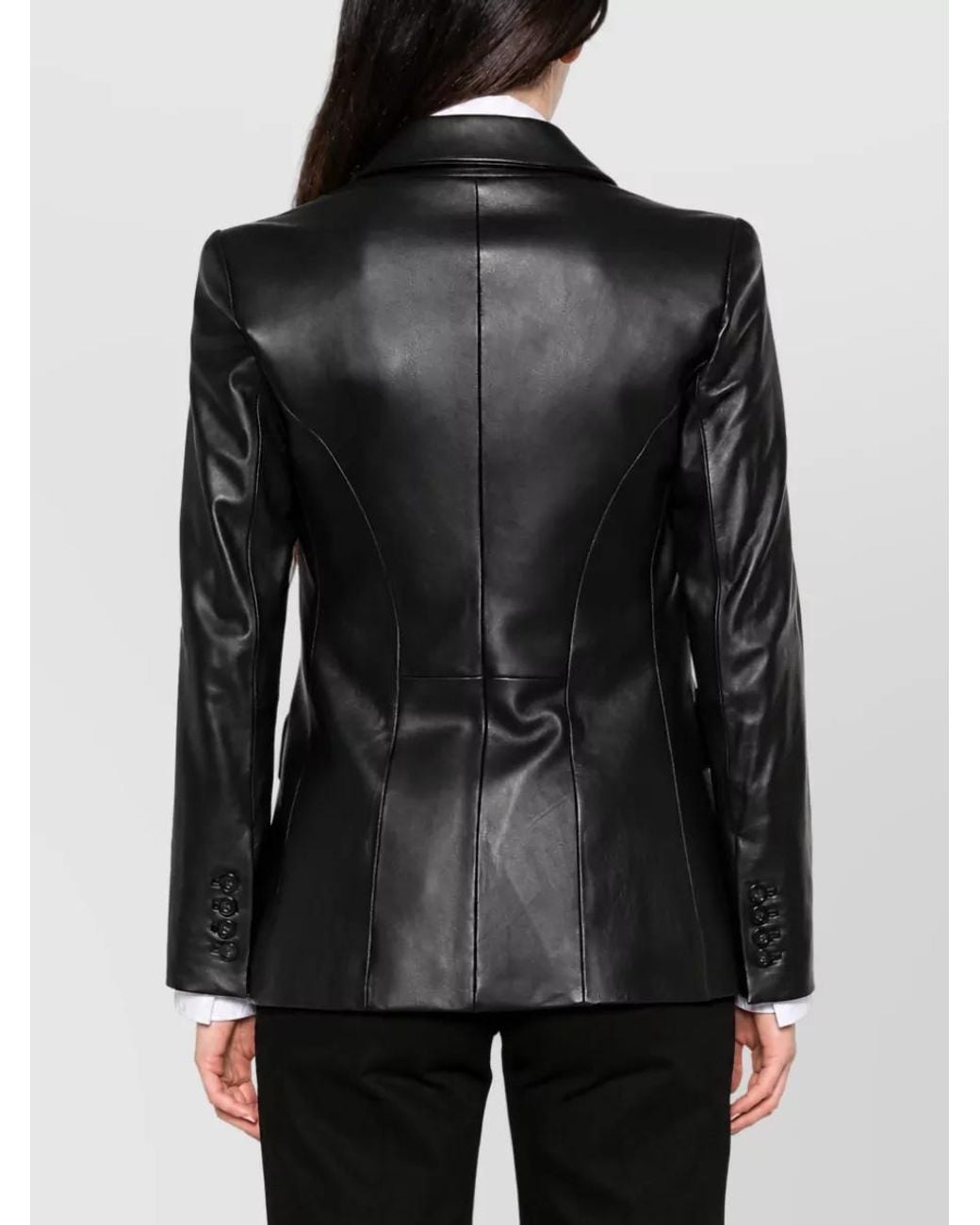Emporio Armani Black Lamb Leather Blazer Jacket