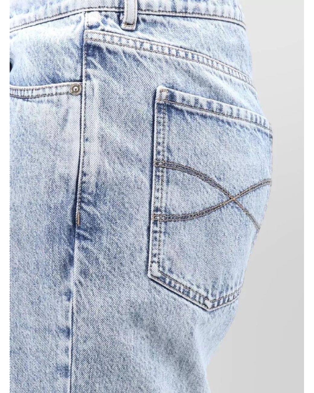 Brunello Cucinelli Blue Denim Straight-Leg Turn-Up Jeans for men