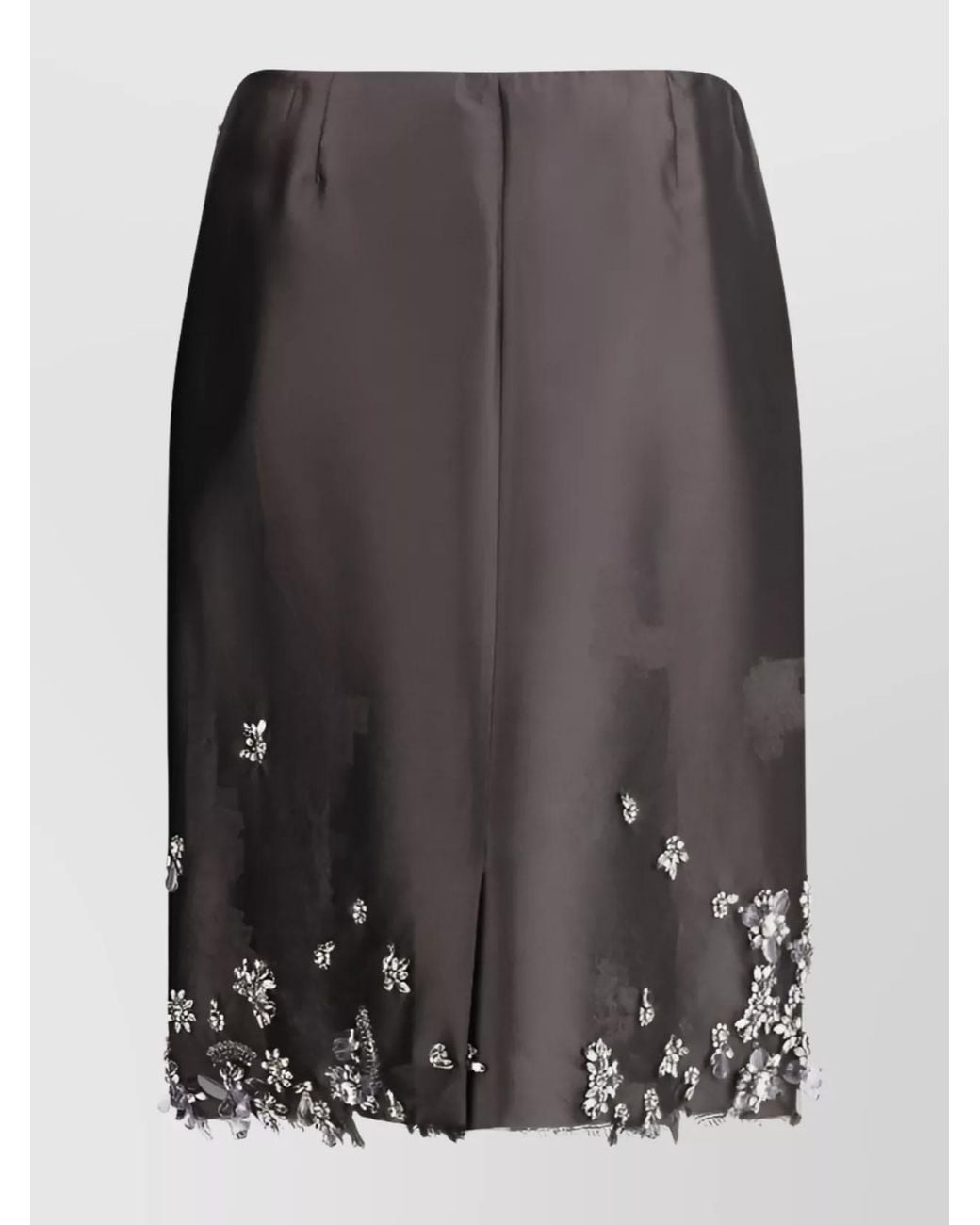 Prada Gray Crystal Embellished Midi Skirt