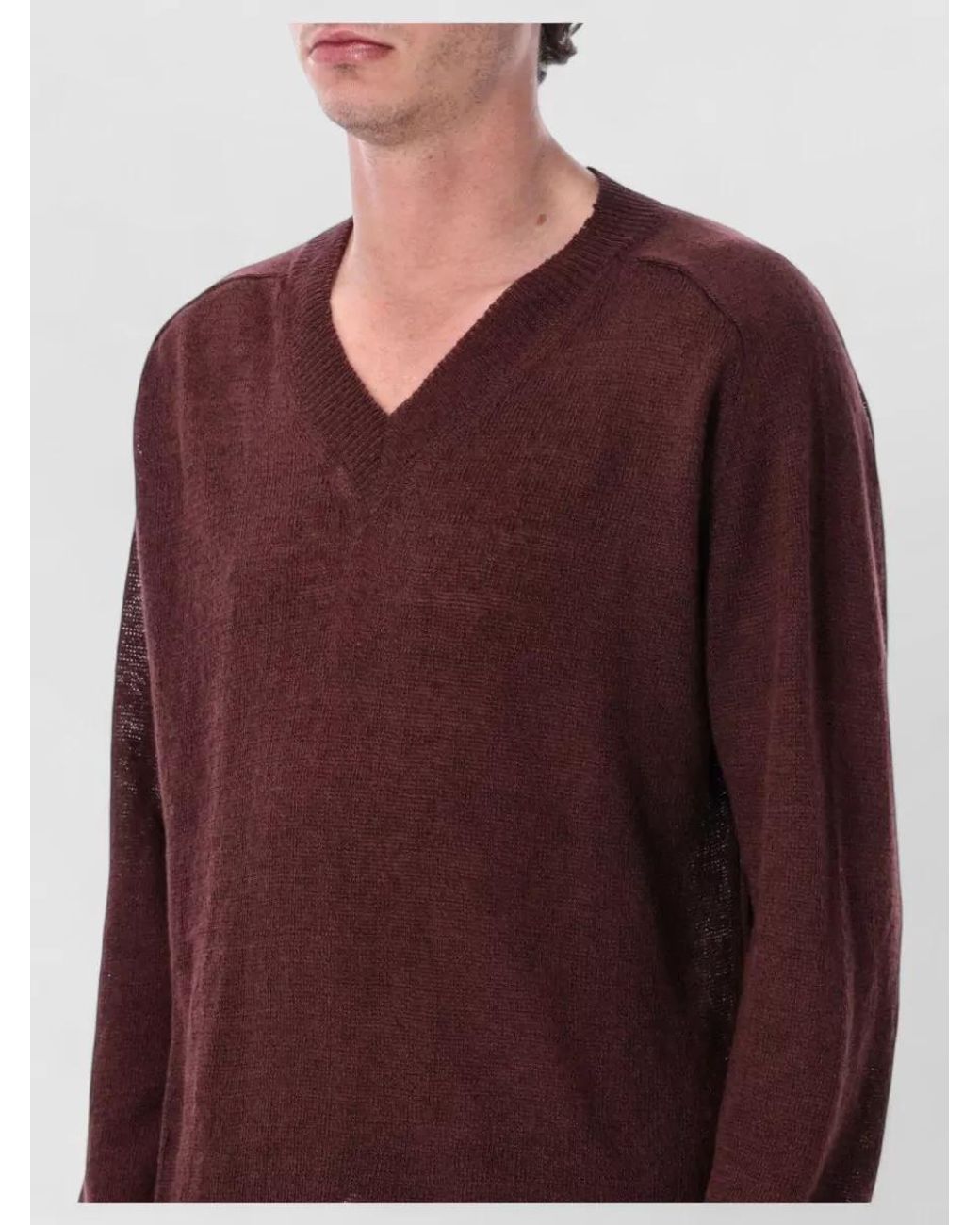Our Legacy Purple Linen V-Neck Jumper for men