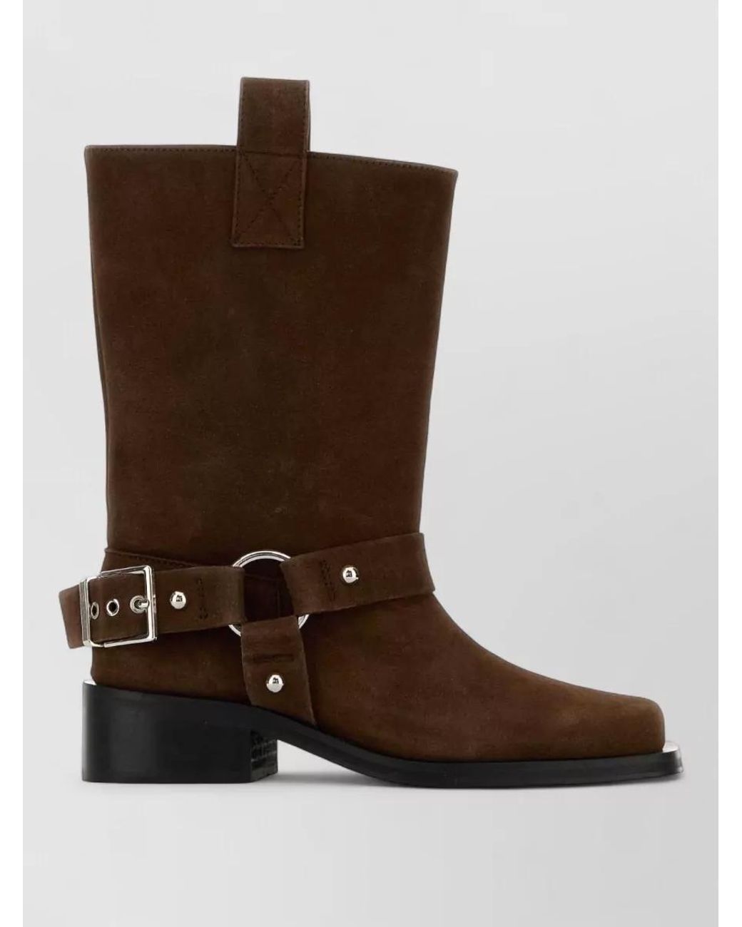 Ganni Brown Suede Biker Boots