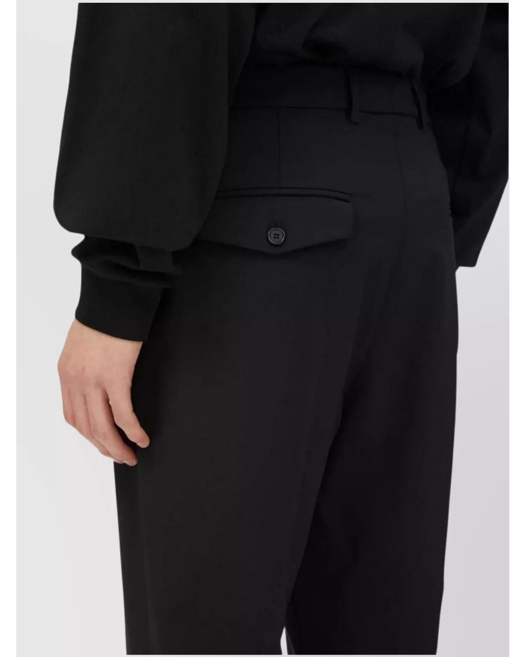 MSGM Black Virgin Wool Straight-Leg Trousers for men