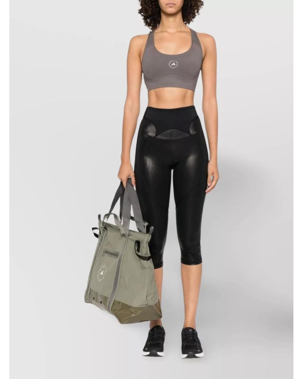 Adidas By Stella McCartney Gray Metallic High-Rise Paneled Leggings