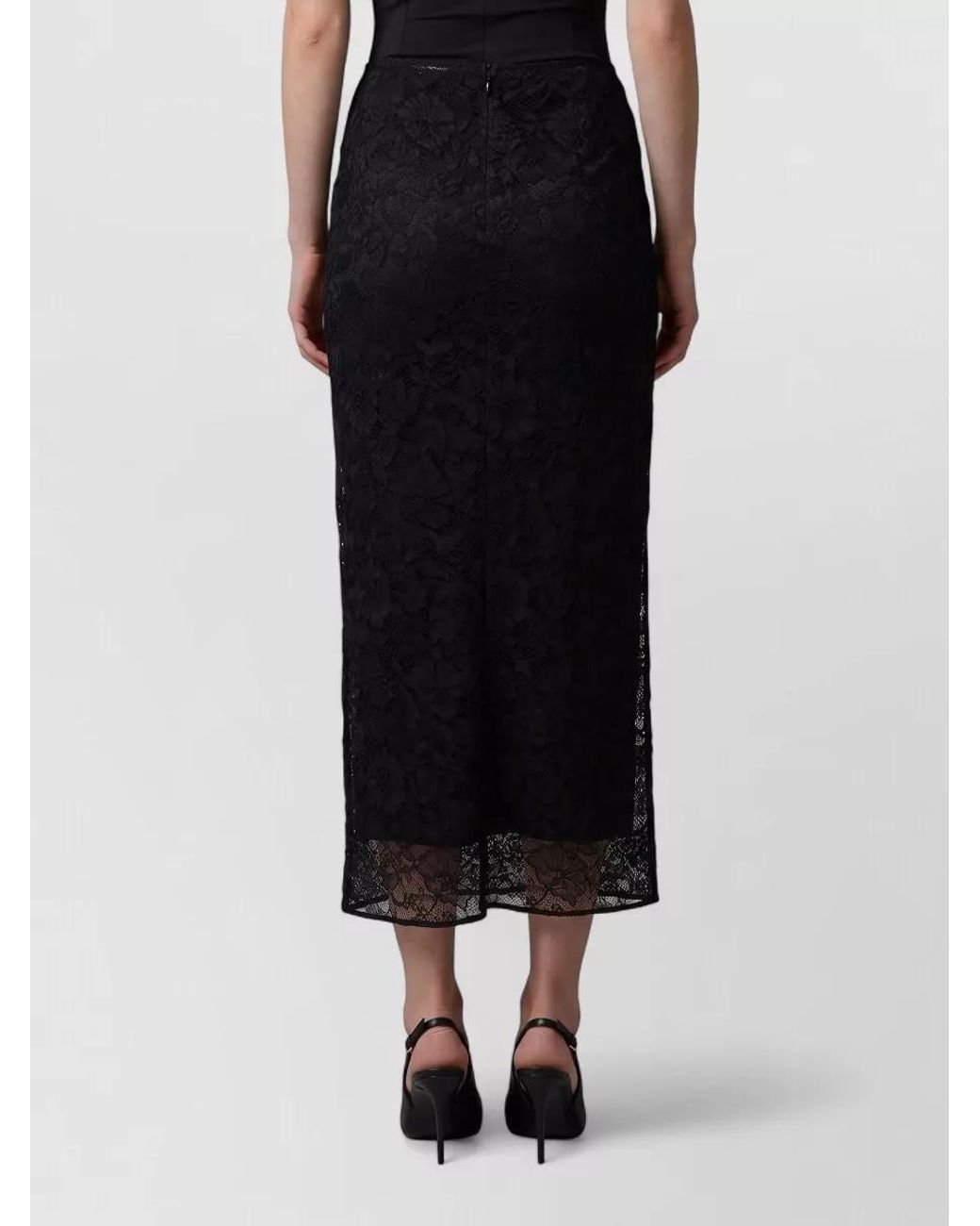 Dolce & Gabbana Black Lace High-Rise Midi Pencil Skirt
