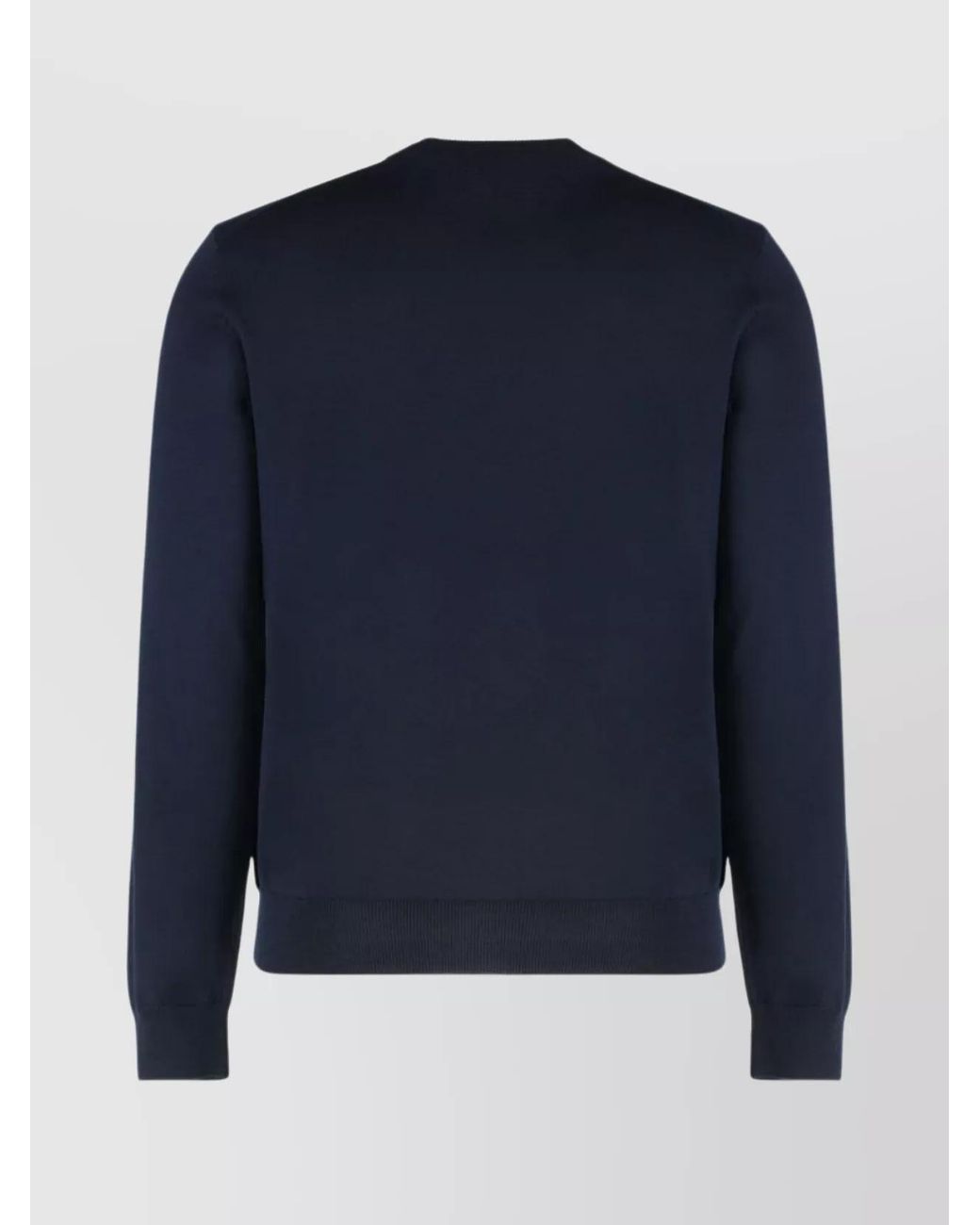 Boss Blue Virgin Wool Ribbed Crew-Neck Sweater for men