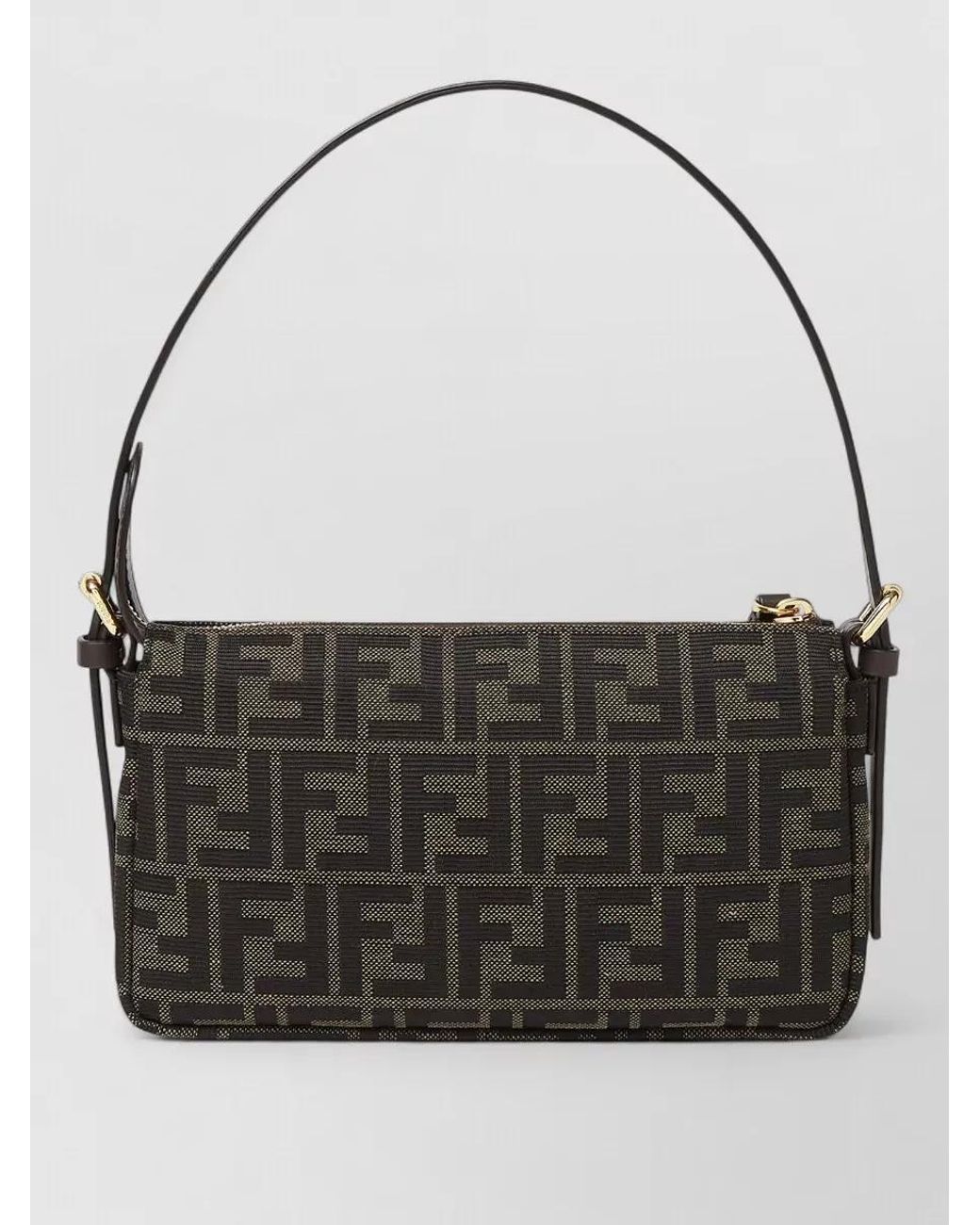 Fendi Black Baguette Small Jacquard Shoulder Bag